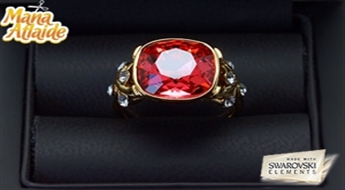 Patīk izsmalcināts dizains rotas lietās? Apzeltīts gredzens "Zelta Granāts" ar rozā Swarovski Elements kristāliem par iepazīšanās cenu!