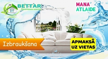 Dīvānu ķīmiskā tīrīšana pēc izvēlēs no 19.90€ no uzkopšanas servisa "BETTAR"!