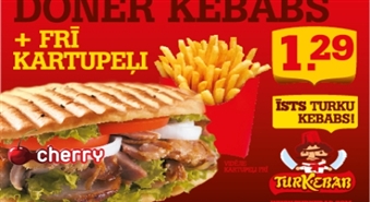 TurKebab: vidējais Doner kebabs + vidējie frī kartupeļi -50%