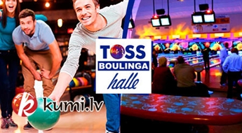1-часовая игра в боулинг на 6 человек в TOSS BOULINGA HALLĒ (в 15 мин. от центра Риги)