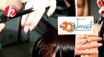 Matu mazgāšana ar attīrošu šampūnu + matu griezums ar karstām šķērēm ar ārstniecisku iedarbību + ieveidošana salonā VENERDI -50%