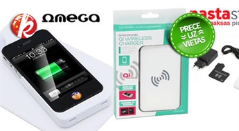 "Omega Qi" bezvadu lādēšanas komplekts planšetēm un telefoniem SAMSUNG, LG, NOKIA, SONY u.c. viedtālruņiem + Bezmaksas piegāde -77%