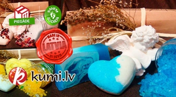 Сделанные в Латвии комплекты мыла, шариков для ванны и соли для ванны - 5 видов (100% ручная работа)