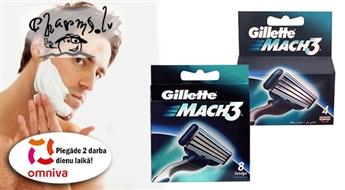 GILLETTE Mach3 8 vai 4 skūšanās asmeņu komplekts