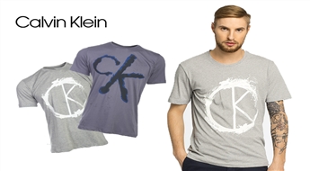 Мужские майки "Calvin Klein" из хлопка серых оттенков со стилизованным рисунком CK