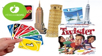 Aizraujošas spēles: TWISTER, UNO un klasiskas vai 3D puzles "Big Ben", "Eiffel Tower", "Tower of London" u.c.