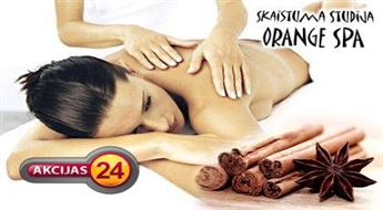 Cтудия красоты "Orange Spa" предлагает отличную возможность насладиться масажем всего тела c корицей + обёртывание ( 90 минут ) со скидкой 50%!