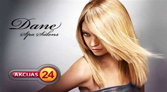 Matu griezums + šķipsnu krāsošana + veidošana ar fēnu salonā "Dane Spa" ar 60% atlaidi!