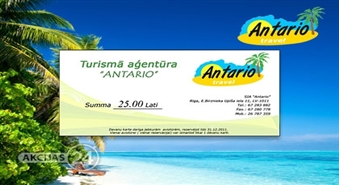 Neticams piedāvājums no tūrisma aģentūras ANTARIO TRAVEL - dāvanu karte 25Ls vērtībā ar 100% atlaidi.