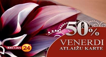 LIELISKAIS PIEDĀVĀJUMS!!! Skaistumkopšanas salonā „VENERDI” –  50 % ATLAIŽU KARTE – tikai par 1,50 Ls!