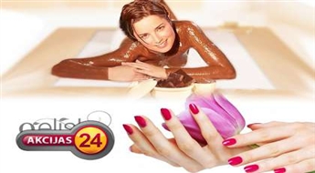 Шоколадный массаж + классический маникюр с покрытием GELISH в салоне "Eklektik"!