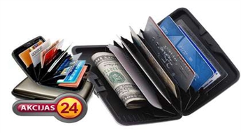 Ūdensnecaurlaidīgais vizītkaršu turētājs-maks Aluma Wallet drošai karšu, naudas un dokumentu glabāšanai tikai par Ls 5,2!