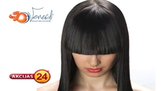 Salonā "VENERDI" – matu krāsošana, griezums AR KARSTAJĀM ŠĶĒRĒM un ieveidošana tikai par 22.50 Ls