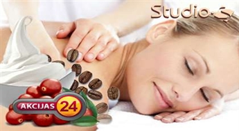 Studio S piedāvā uz Jūsu izvēli : kafijas masāžu,  dzērveņu masāžu, jogurta masāžu. Bauda un pilnīga relaksācija 2 stundu garumā!