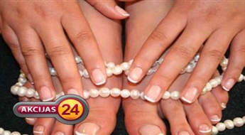 Экспресс маникюр с покрытием GELISH + экспресс педикюр с покрытием GELISH + апельсино-лимонный скраб со скидкой 50% !