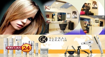Маска для волос Global Keratin + стрижка + укладка в салоне "Kameja" со скидкой 72%!