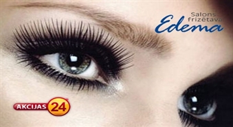 Ideālas skropstas uz ilgu laiku! Skropstu pieaudzēšana Perfect Silk Lashes + uzacu korekcija dāvanā salonā „Edema” ar 56% atlaidi tikai par 11 Ls!