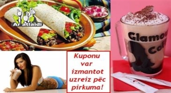Meksikāņu BURRITO + Kapučino ar 63% atlaidi GLAMOUR COFFEE!