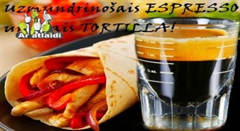 JAUNUMS no Glamour Coffee: UZMUNDRINOŠA ESPRESSO tasīte + ASAIS TORTILLA = 0.79 Ls!
