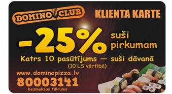 Klienta karte Domino Club ar 66% atlaidi