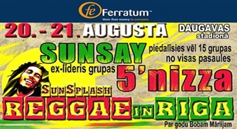 Iegādāties biļeti uz festivālu «REGGAE in RIGA Sun Splash 2011» ar 70% atlaidi, par unikālu cenu, tikai par 9,00Ls. Festivāla ieejas biļete paredzēta divām dienām. Nepalaid garām savu iespēju, jo biļešu daudzums ar šo atlaidi ir ierobežots.
