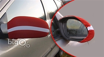 Esi patriots: izgrezno auto ar spoguļu uzlikām Latvijas karoga krāsās ar 50% atlaidi. 18. novembris jau pavisam tuvu