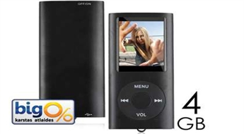 Ņem mūziku līdzi visur! Plāns mp4 atskaņotājs ar 4GB atmiņu ar 40% atlaidi!