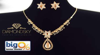 Brīnumaini skaits kāzu komplekts ar Swarovski Elements™ akmeņiem, pārklāts ar trīskāršo 750.proves apzeltījumu! Jūs būs neatvairāma savas dzīves visnozīmīgākajā dienā!