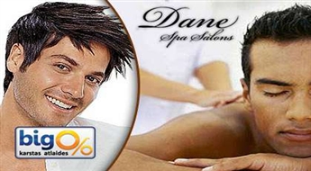 Komplekts vīriešiem: Vīriešu matu griezums + Relaksējoša muguras masāža ar ēteriskajām eļļām salonā "Dane Spa".