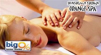 Piedāvājums vīriešiem un sievietēm! Visa ķermeņa fitness masāža (1 stunda) skaistumā studijā "Orange Spa" ar 50% atlaidi !