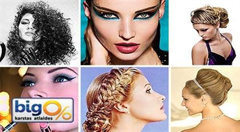 Vakara frizūra ar pinuma elementiem vai pēc Jūsu izvēles + Ekspress make-up + uzacu korekcija un krāsošana ar 50% atlaidi!