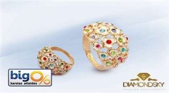 Gredzens “Ziedu pļava” spilgtās krāsās, rotāts ar Stellux™ (Swarovski) kristāliem.