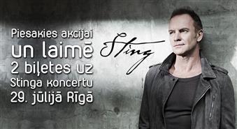 Участвуйте в акции и выиграйте 2 билета на концерт Стинга (Sting) 29 июля в Арена Рига