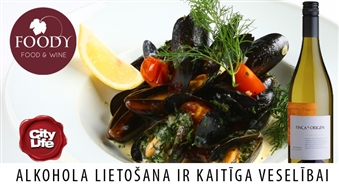 Zilās gliemenes ar sautētiem dārzeņiem un ķiploku mērci + glāze Argentīnas baltvīna restorānā FOODY divām personām – 50%