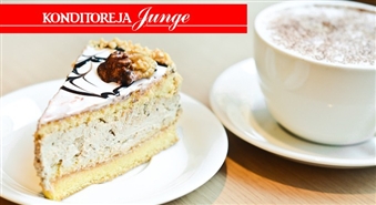Торт Vāverīte + капучино XL в уютной кондитерской JUNGE.LV всего за Ls 0.99!