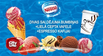 Насладитесь своим любимым мороженным NESTLE: два шарика любого мороженного в большой вафле + кофе Espresso – 51%