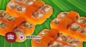 MIKADO SUSHI piedāvā: pasūti gardo suši komplektu Masago set Ls 20.10 vērtībā par 50% lētāk!