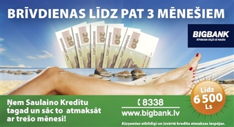 10 santīmu reģistrācijas maksa, lai pieteiktos BIGBANK Saulainajam Kredītam ar 50% atlaidi aizdevuma procentiem un komisijas maksai