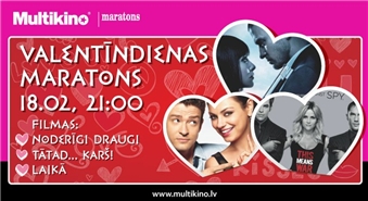 Valentīna dienas kino maratons kinoteātrī MULTIKINO: filmas NODERĪGI DRAUGI, LAIKĀ un pirmizrāde filmai TĀTAD...KARŠ – 67%