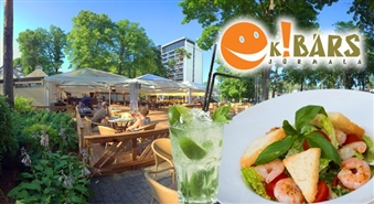 Cēzara salāti ar ceptām garnelēm + bezalkoholiskais Mojito ar 54% atlaidi! Nosvini vasaru O.K.! bāra vasaras terasē, Jūrmalā!