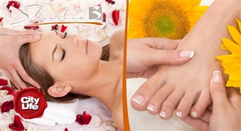 Relaksējošā masāža (galva, spranda, rokas) + pēdu masāža salonā STUDIO 3 – 55%