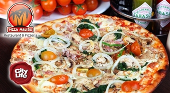 PIZZA MALIBU piedāvā: pica Cabrillo beach, Paola vai Santa Fe – 52%