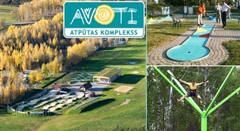 Atpūtas komplekss „AVOTI” Valmierā piedāvā aktīvu atpūtu divām personām: gumijlēkšanas batuti + dabas taka + minigolfs ar 50% atlaidi!