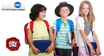 Šurp grāmatas, uz skolu! Kancelejas preču komplekts + apavu maisiņš ar individuālu apdruku no salona MINOLTA – 50%
