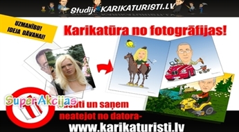 Vienas personas digitālā karikartūra bez fona no studijas KARIKATŪRISTI.lv!