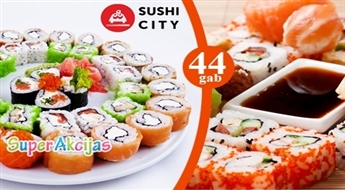 Garšo suši? Piedāvājums Jums! Suši komplekts no 44 suši gabaliņiem no Sushicity.lv!