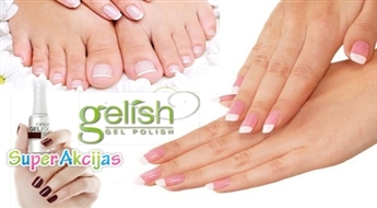 Aparātpedikīrs ar Gelish lakas pārklājumu vai Manikīrs ar Gelish vai Gel FX gēla laku