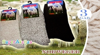 Sagatavoties aukstumam! Trīs pāris siltas un mīkstas ziemas zeķes no Norvēģijas aitu vilnas!