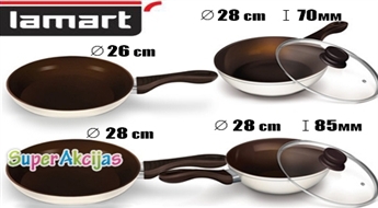 Augstas kvalitātes pannas LAMART panna (26, 28 cm diametrs) ar nepiedegošo keramisko pārklājumu!