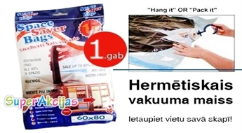 Hermētisko vakuuma maisu komplekts (60x80 cm) kompaktai un drošai mantu glabāšanai, 1 gab.!